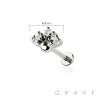 MULTI CZ SHINY BALL EMBED TOP THREADLESS (PUSH IN) 316L SURGICAL STEEL LABRET SET
